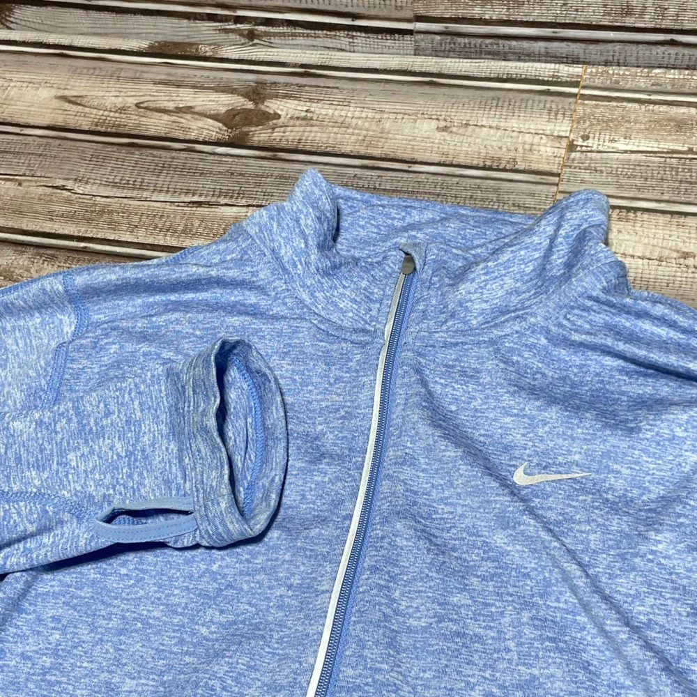 Nike Dri Fit Blue Heathered‎ Pullover Running Jacket Thumbholes Women Size S